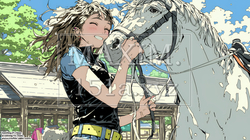 馬の世話をしている若い女性｜9528428-12338