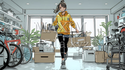 引っ越しの荷造り・荷解きをしている若い女性 | 953791-14924