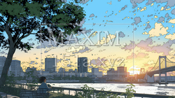 大都会の日没（日の出）とランドスケープ | 9541991-8978