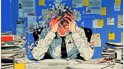 深夜残業で疲弊する会社員｜過労とストレスに悩むビジネスパーソン（ブラック企業イメージ） | 954290-17364