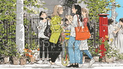 道端で会話を楽しむ若い主婦たち（ママ友たち） | 9563767-16811