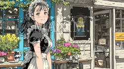 メード姿の若い女性｜9571111-14482