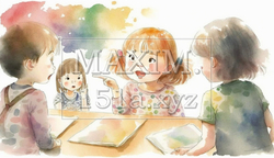 子供達のちょっとした諍い：口達者なおませな女の子 | 9574771-3806