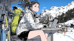 スキーリゾートに来ているのにPCを手放せない若い女性｜9583555-12470
