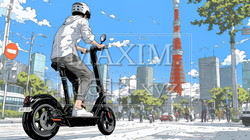 特定小型原付で都会を移動するビジネスパーソン | 960045-9868