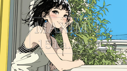朝、カーテンを開けて天気を確認する若い女性｜9607163-14651