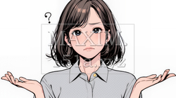 肩をすくめて困惑・諦めの仕草をしている若い女性｜9608308-12851