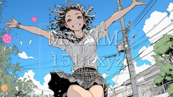 嬉しさのあまり飛び跳ねる制服姿の女子高生｜9615926-12455
