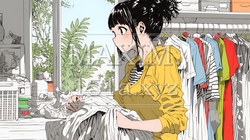 着ていく服をクローゼットから選ぶ若い女性｜9616922-9653