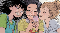 スマホで自撮りしている若い女友達｜9618946-16777