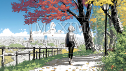 紅葉の小径を歩く若い女性｜9630528-5415