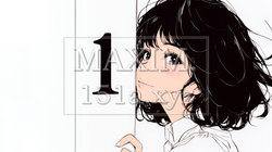 数字の「1」を掲げている若い女性（シンプルな色使い）｜9660880-14706