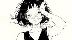 気恥ずかしそうに頭をかき、ごまかすような仕草を見せる若い女性（シンプルな色使い）｜9685540-12072