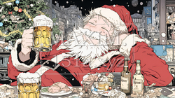 豪快にビールを飲んでいるサンタクロース | 9687478-13256