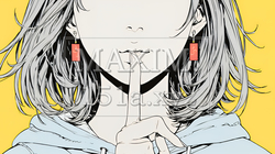 指を唇に当てて「シーShh」というジェスチャーをしている女性｜9691802-16018