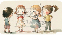 仲良くおしゃべりをしている子供達 | 9695866-3796