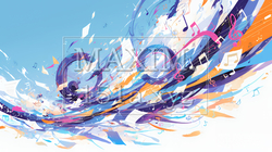音符など音楽記号をテーマにした背景画像 | 9706717-8866