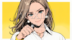ガッツポーズ（拳を握って力強く）をしているビジネスウーマン