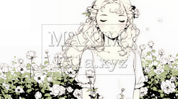 バラ園を散策している若い女性（シンプルな色使い）｜9727066-15575