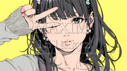 アイドルのように顔の横でピース＋ウィンクしている若い女性｜9733034-5568