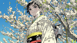 満開の梅の花と和服姿の若い女性｜9744225-5697