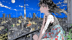 都市の夜景を眺めている女性｜9747639-13662