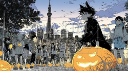 仲間とハロウィンイベントに参加する若い女性 | 975951-5382