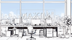 近代的なオフィス空間（シンプルな色使い） | 9762667-11236