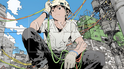 配線工事をしている男性作業員 | 9788216-12960