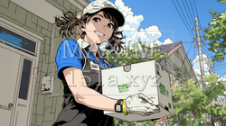 若い女性の宅配配達員（ドライバー）｜9791660-13495