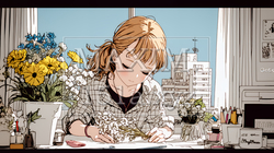 おもてなし（優しい心遣い）：来客のために花瓶に花を生ける若い女性｜9799903-16761