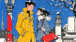 冬枯れ街をデートしている若い恋人たち | 9801357-6484