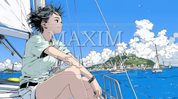 ヨットに乗っている若い女性｜9802188-13660