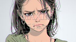 嫌悪の表情を浮かべている若い女性｜9813789-12610