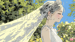 白いウェディングドレスを着ている花嫁：ジューンブライド