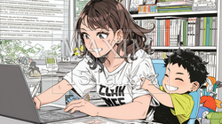 自宅でのリモートワークの場面：子どもが気になって集中できない | 9890357-8398