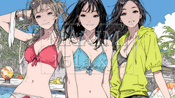 ビーチリゾートを満喫する若い女友達たち｜9893145-15091