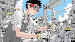 作業服を着た工場労働者