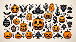 ハロウィンの手書き風アイコンのリファレンスシート | 9915332-19085