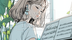 ピアノを弾いている若い女性