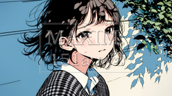 涙ぐむ制服姿の女子高生