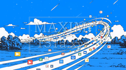 DX・AI・クラウドで進むデジタルトランスフォーメーション｜データネットワークのビジネスコンセプト | 9937313-17304