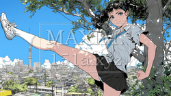本気モードの喧嘩をしている女子高生：蹴り上げた勢いでパンチラ