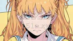 口と顔を歪めて嫌な感情を表している若い女性