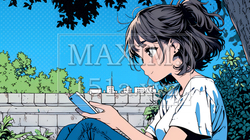 外出中にスマートフォンをいじくっている若い女性