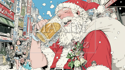 豪快にビールを飲んでいるサンタクロース