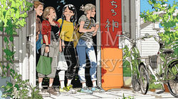 道端で会話を楽しむ若い主婦たち（ママ友たち）