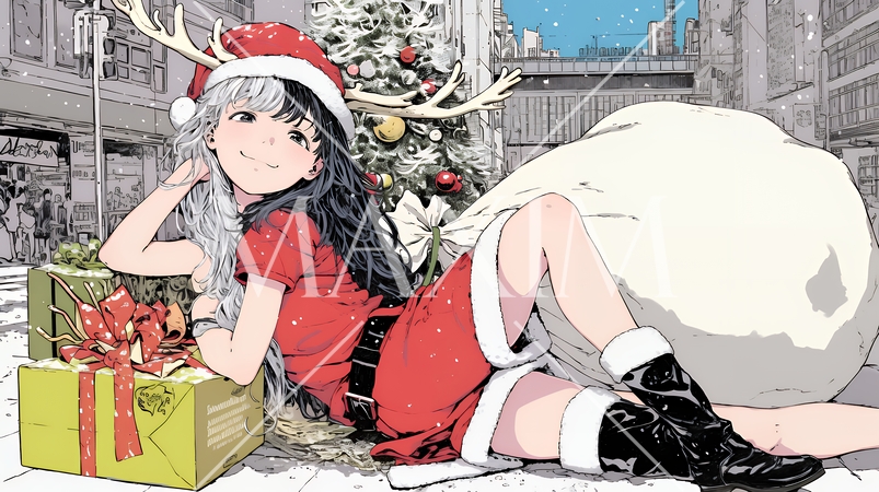 女性のサンタクロース（サンタのコスプレイヤー）