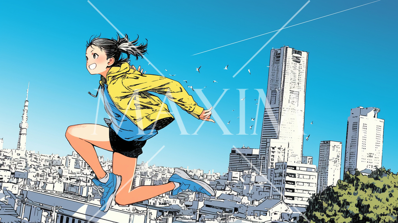 嬉しくて楽しくて飛び跳ねている若い女性