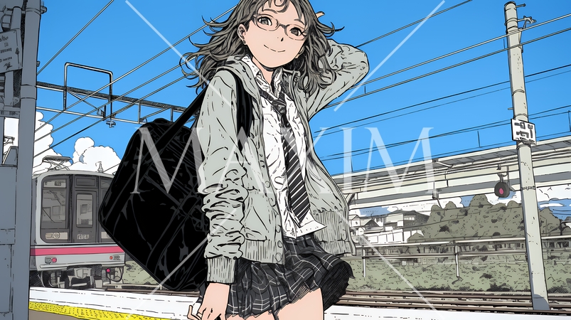 電車で通学している女子高生